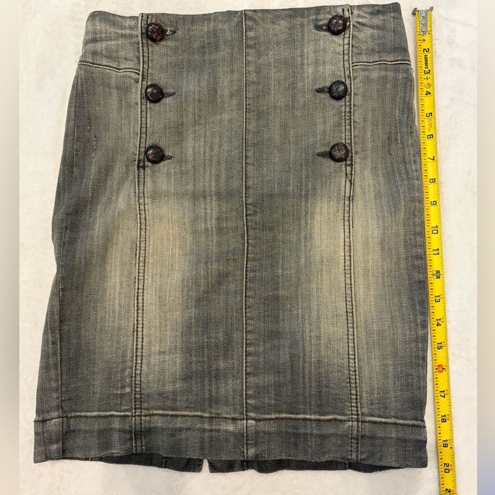 Free People Distressed Denim Pencil Skirt